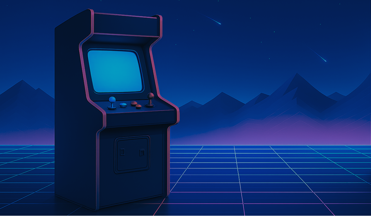 We build you own — retro arcade synthwave scene